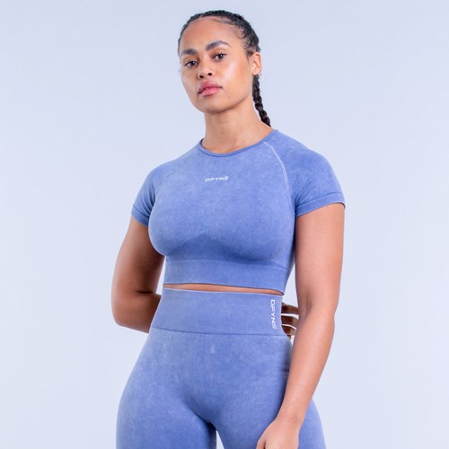 DFYNE Valkyrie Acid Wash Crop Top Corallo Blu | JTDNKXQ-19