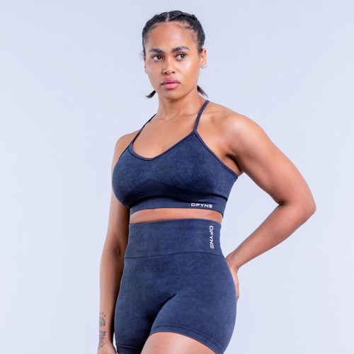 DFYNE Valkyrie Acid Wash Sports Bra Charcoal | MIBLVEA-26